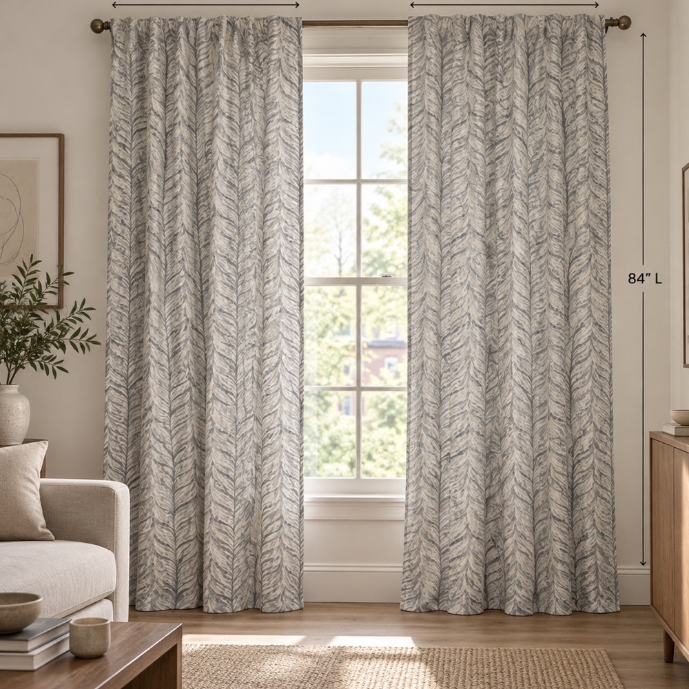 West Elm Woodlands print 100% cotton curtain panels